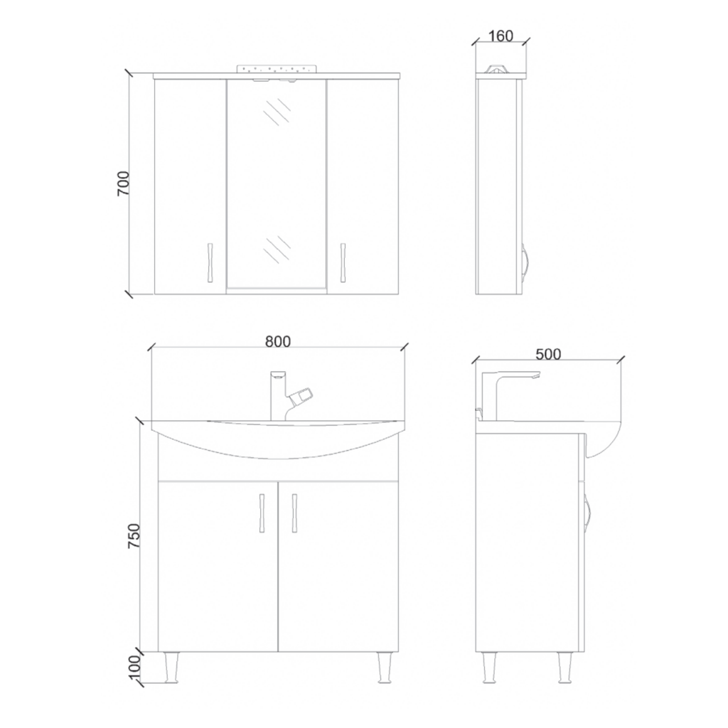 ALONI ALECO wastafelonderkast – Met verlichting – Softclose
