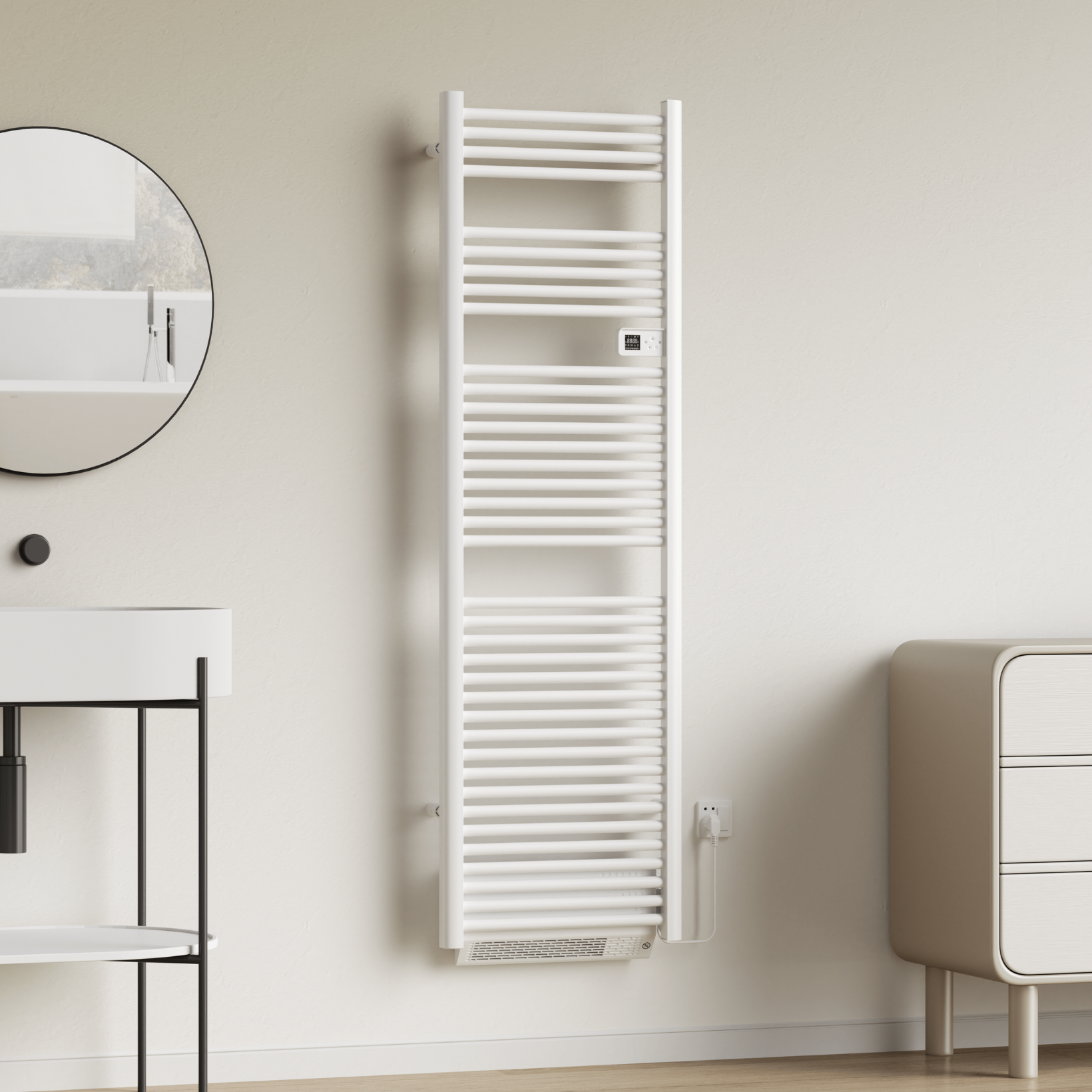 BELRAD Badkamer radiator elektrisch – Programmeerbare thermostaat + Blower