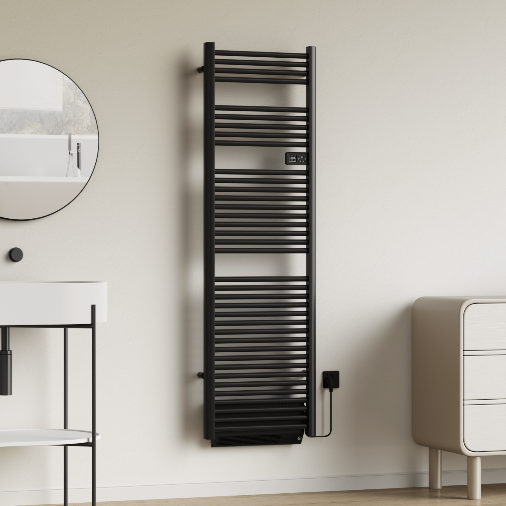 BELRAD Badkamer radiator elektrisch – Programmeerbare thermostaat + Blower Secundaire afbeelding