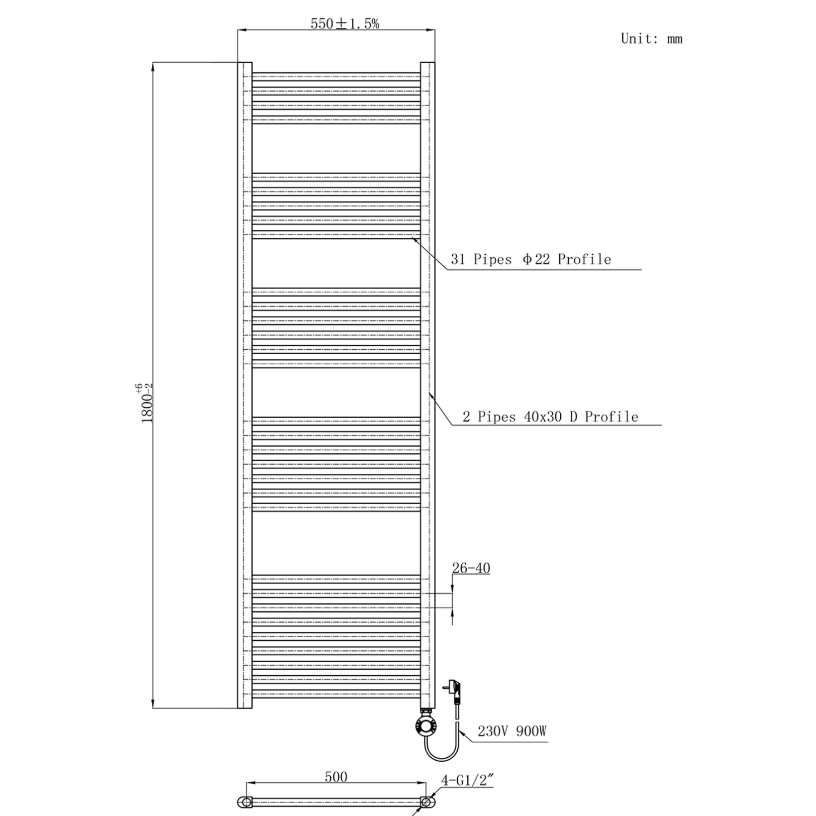 BELRAD Badkamer radiator elektrisch