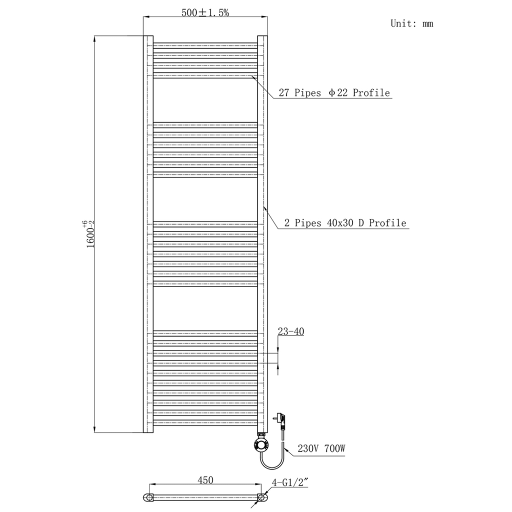 BELRAD Badkamer radiator elektrisch