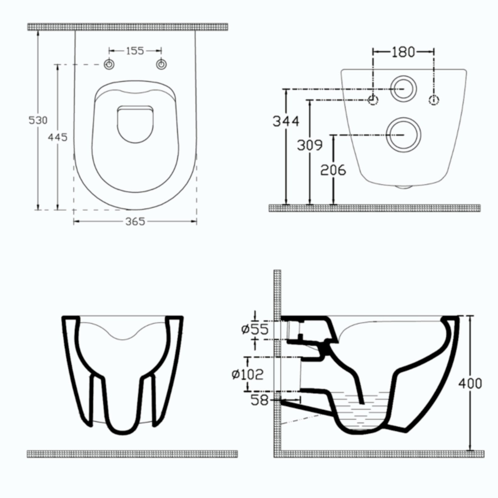 Isvea Sentimenti Hangtoilet - Antraciet