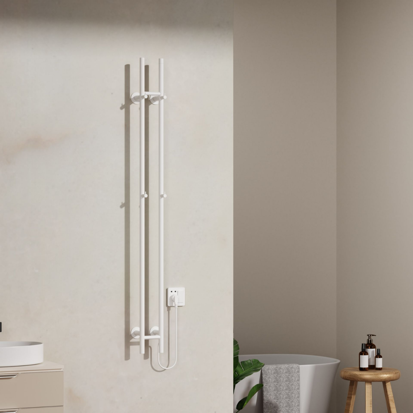 BELRAD Badkamer radiator staafmodel elektrisch – Dubbel Secundaire afbeelding