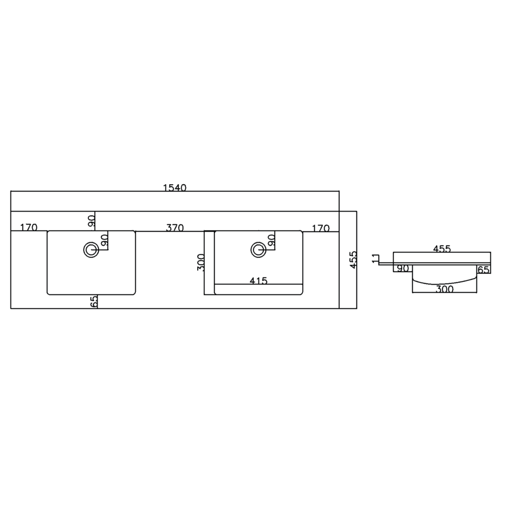 ALONI Solid Surface Dubbele Wastafel – Zonder Kraangat