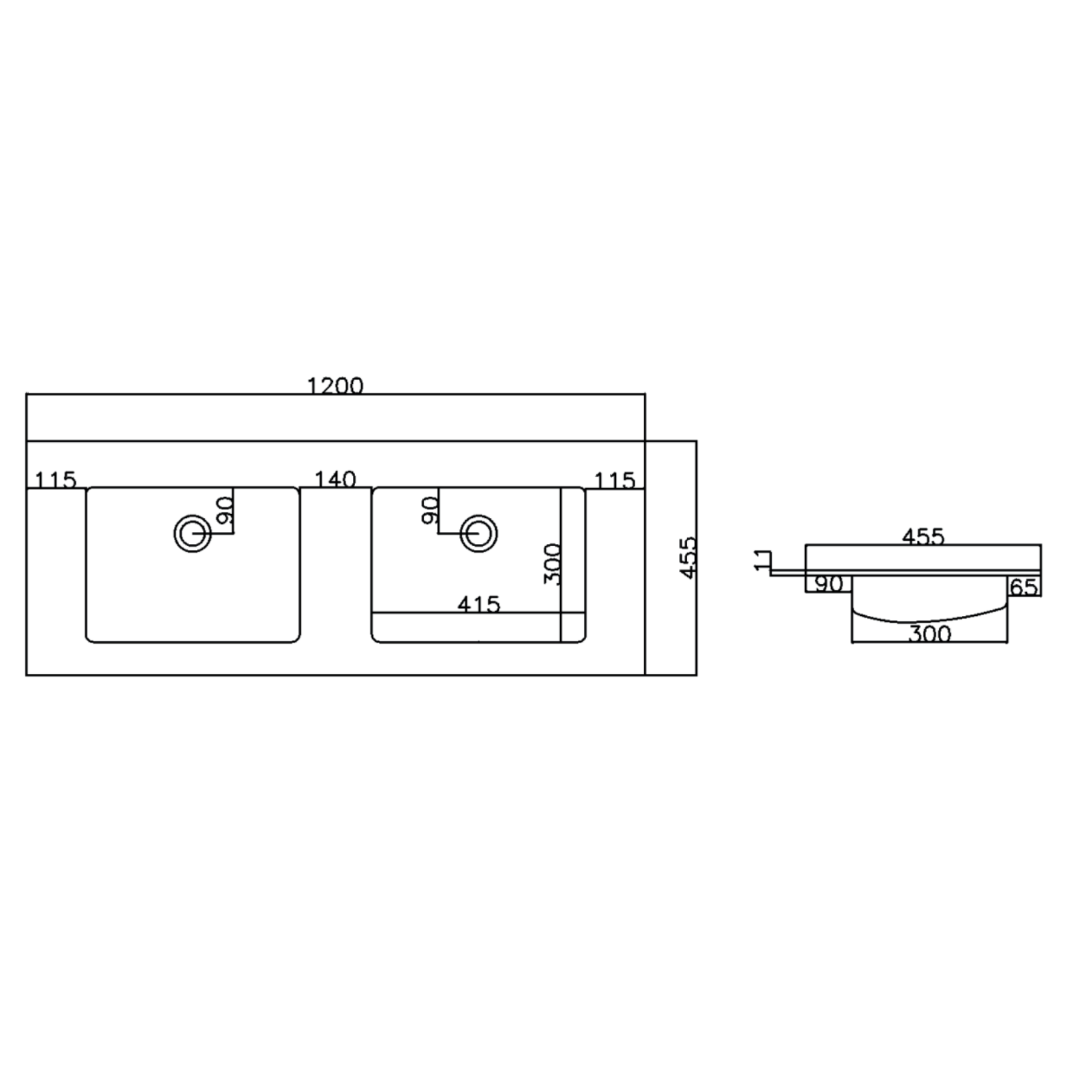 ALONI Solid Surface Dubbele Wastafel – Zonder Kraangat Secundaire afbeelding
