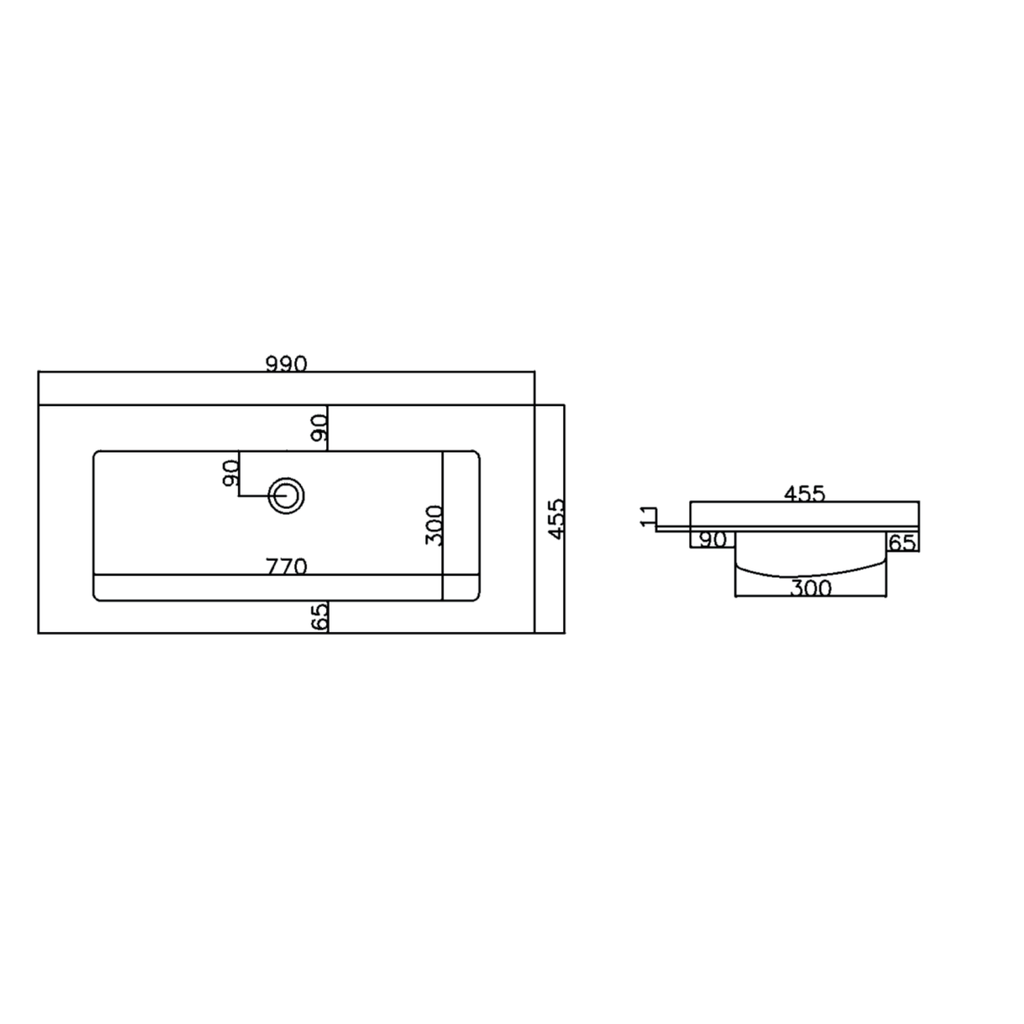 ALONI Solid Surface Wastafel – Zonder Kraangat