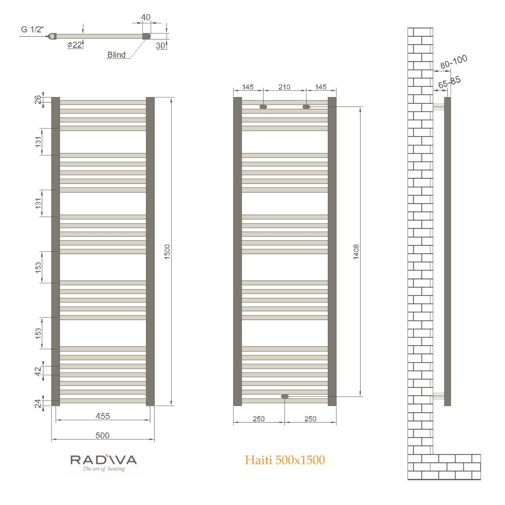 Radiva Haiti Radiator 500 x 1500mm Secundaire afbeelding