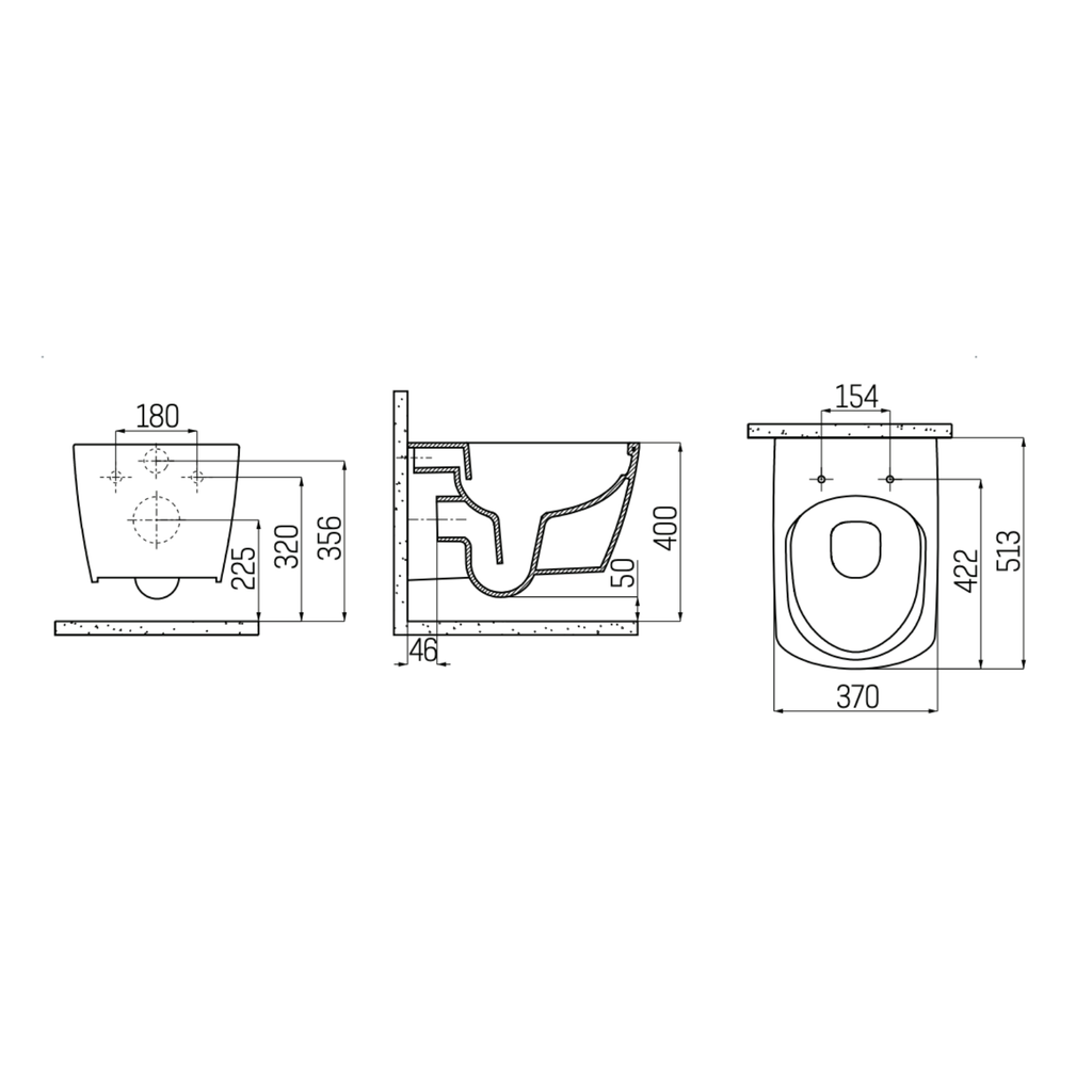 Creavit Elegant hangtoilet / ophang WC met bidet – randloos – koud water