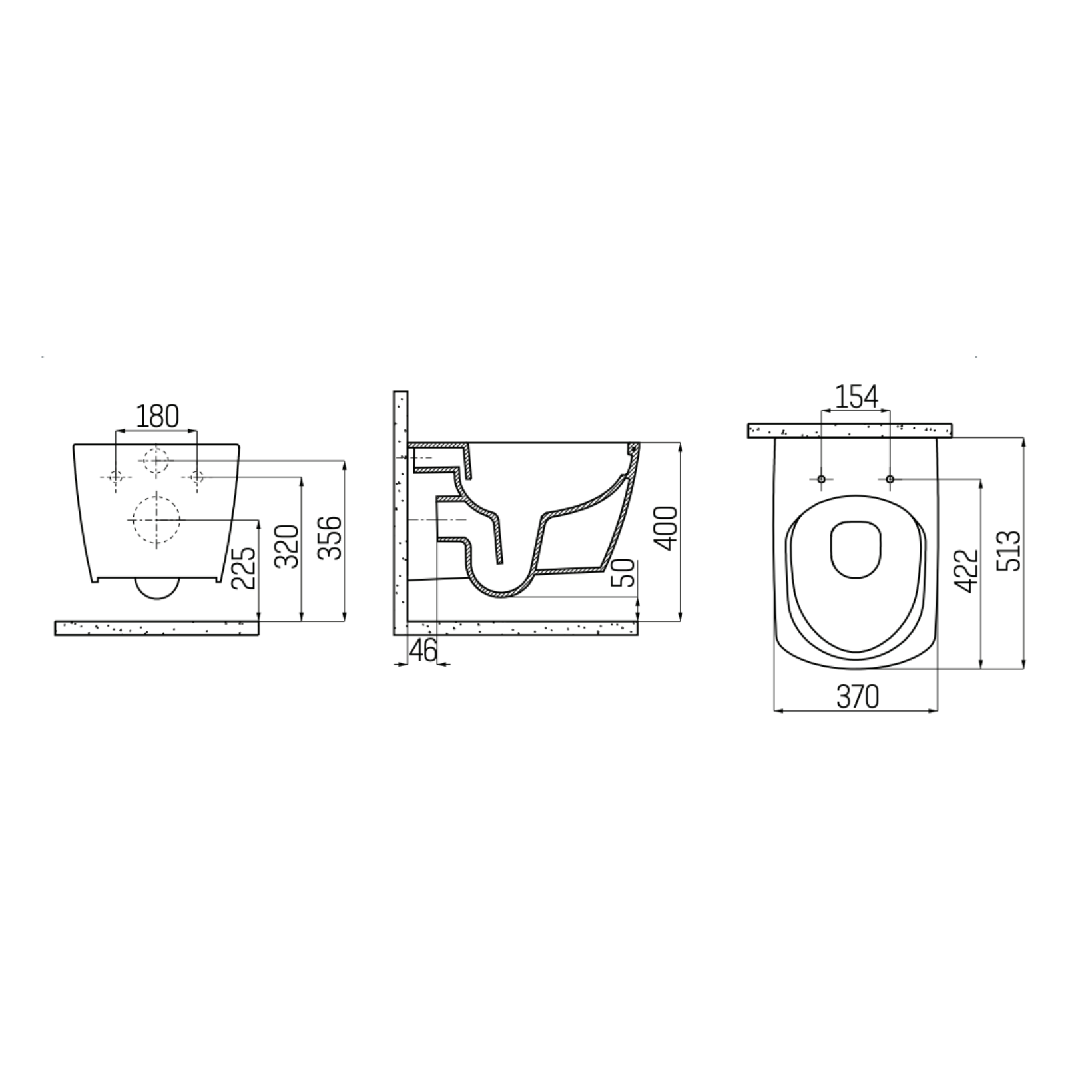 Creavit Elegant hangtoilet / ophang WC met bidet – randloos – koud water