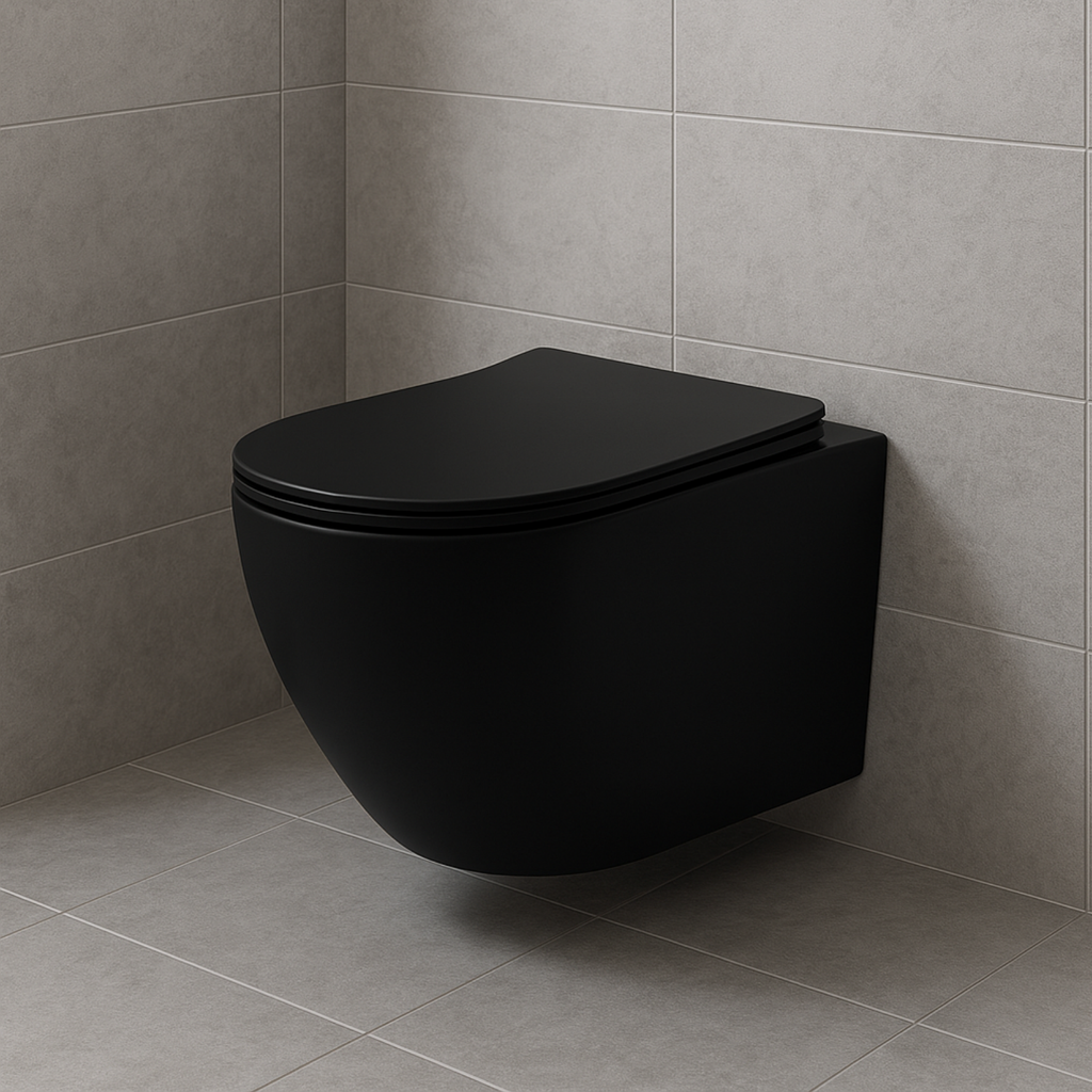 Aloni Pro hangtoilet / ophang WC – tornado flush – randloos – met zitting – compact 49 cm