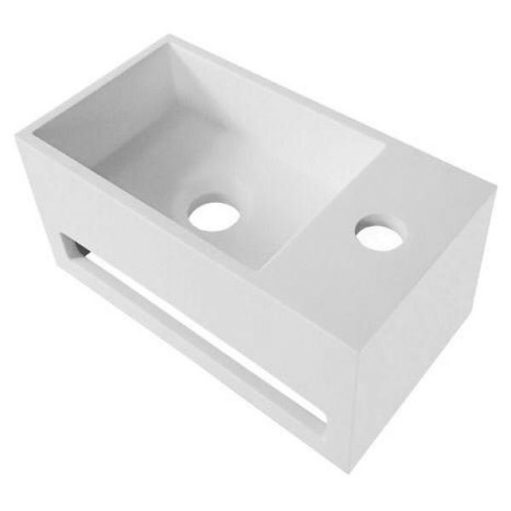 Solid Surface Wastafel met Handdoekhouder – Kraangat Rechts Hoofdafbeelding
