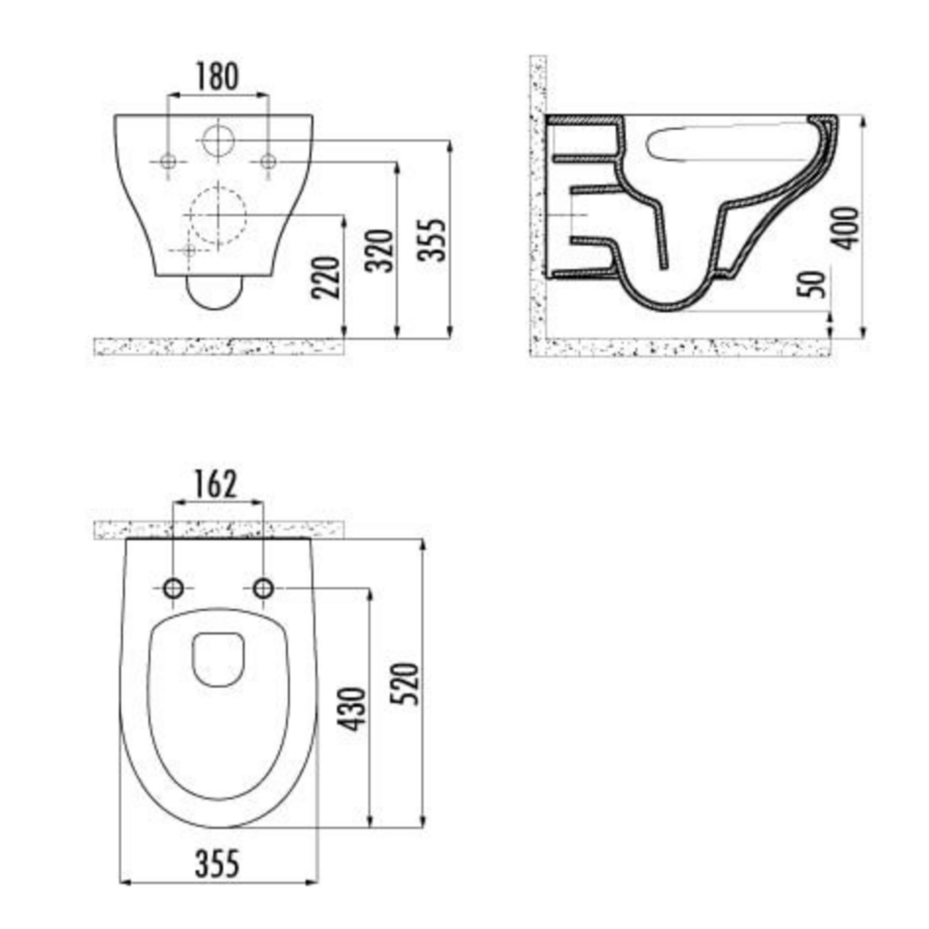 Creavit Ness hangtoilet / ophang WC met bidet – tornado flush – randloos
