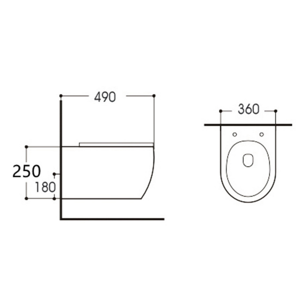 Aloni Pro hangtoilet / ophang WC – randloos – met zitting – compact 49 cm