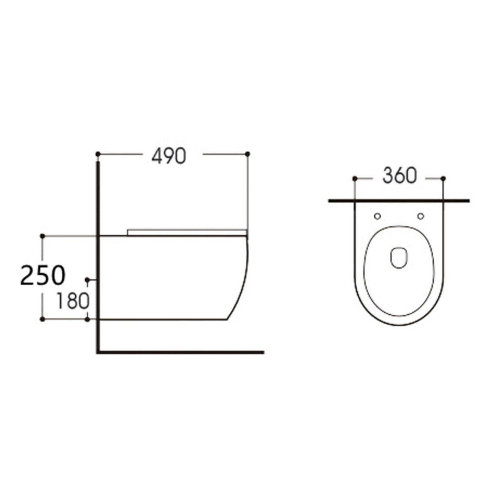 Aloni Pro hangtoilet / ophang WC – randloos – met zitting – compact 49 cm
