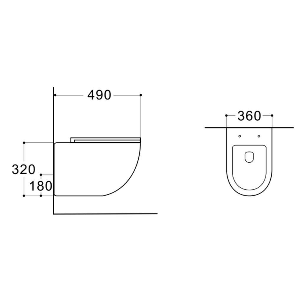 Creavit Darlo hangtoilet / ophang WC met bidet – randloos – koud & warm water – compact 49 cm
