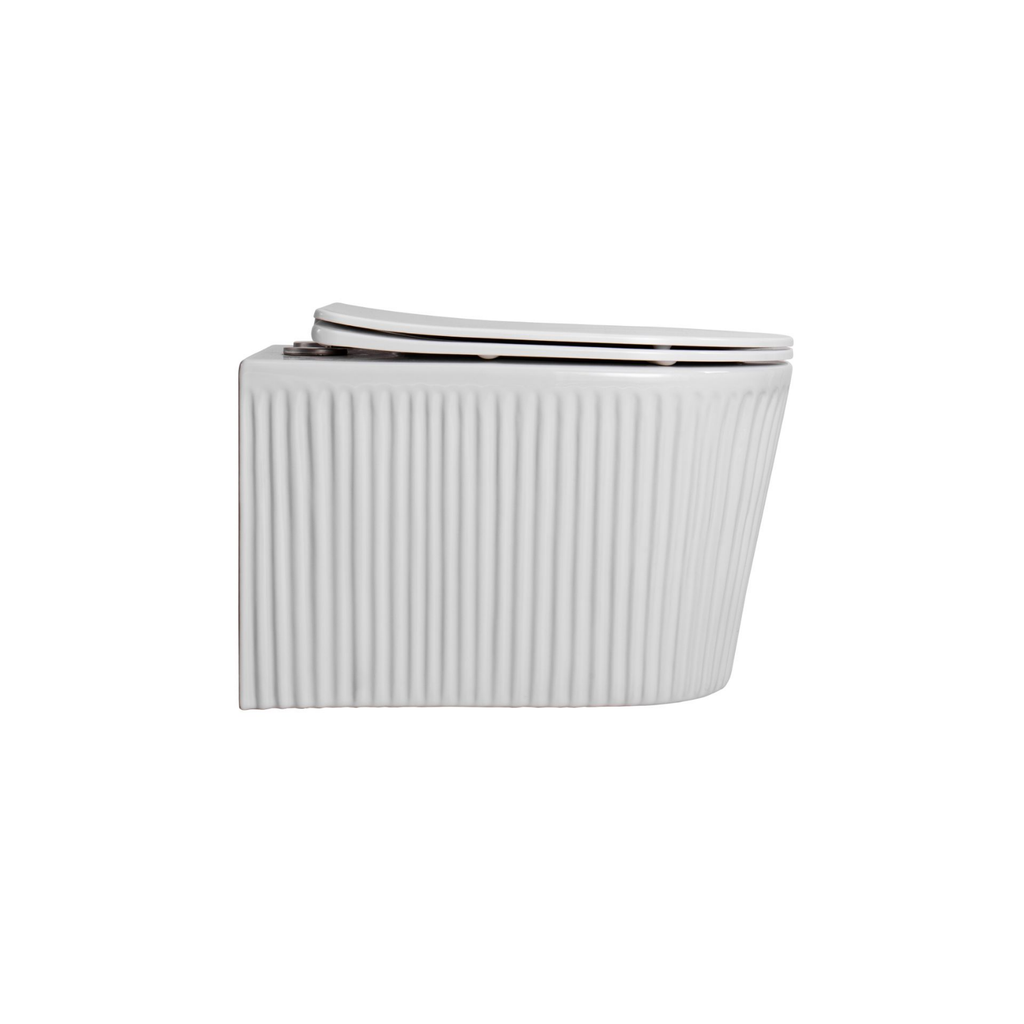 Aloni Muffly hangtoilet / ophang WC met ribbel – tornado flush – randloos – met zitting
