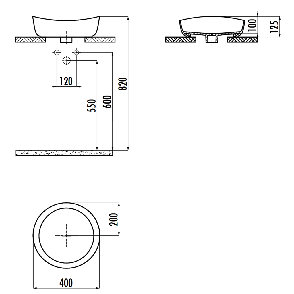 Creavit Ruby RB140 Waskom – Opbouw – Keramiek