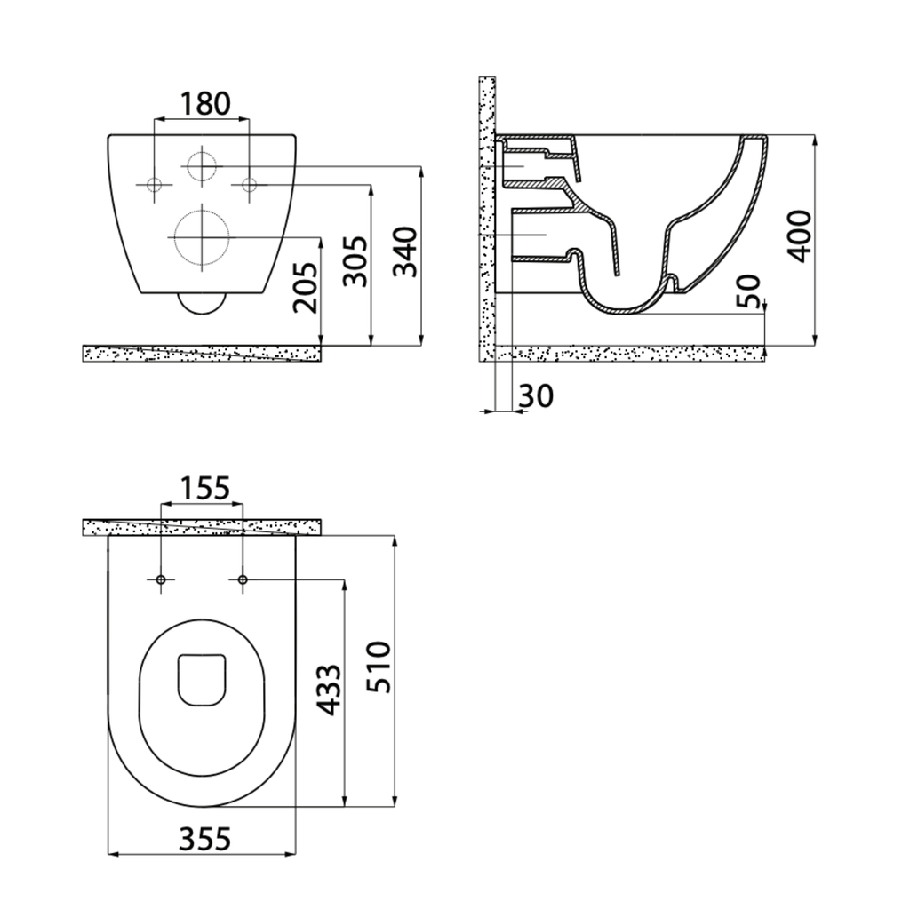 Creavit Rimoff hangtoilet / ophang WC met RVS sproeier (bidet) – verborgen bevestiging