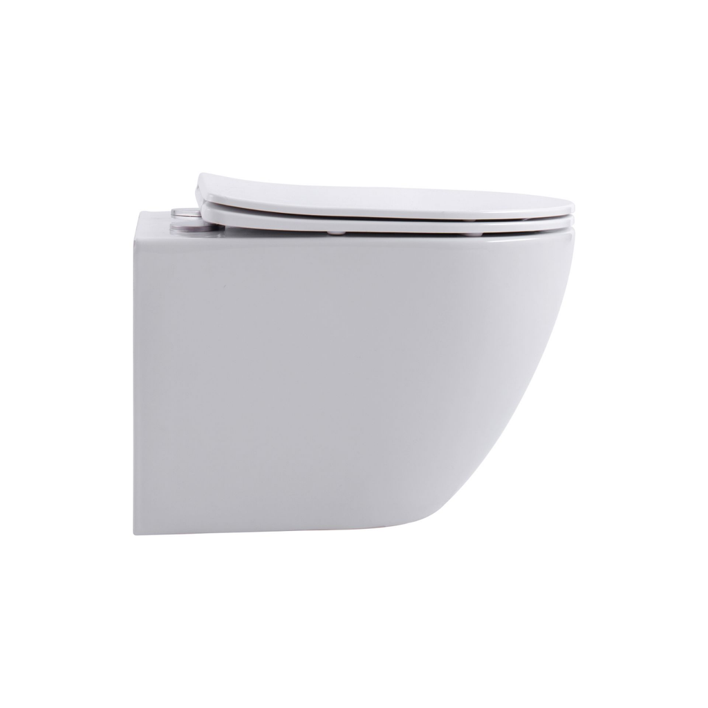 Aloni Pro hangtoilet / ophang WC – tornado flush – randloos – met zitting – compact 49 cm