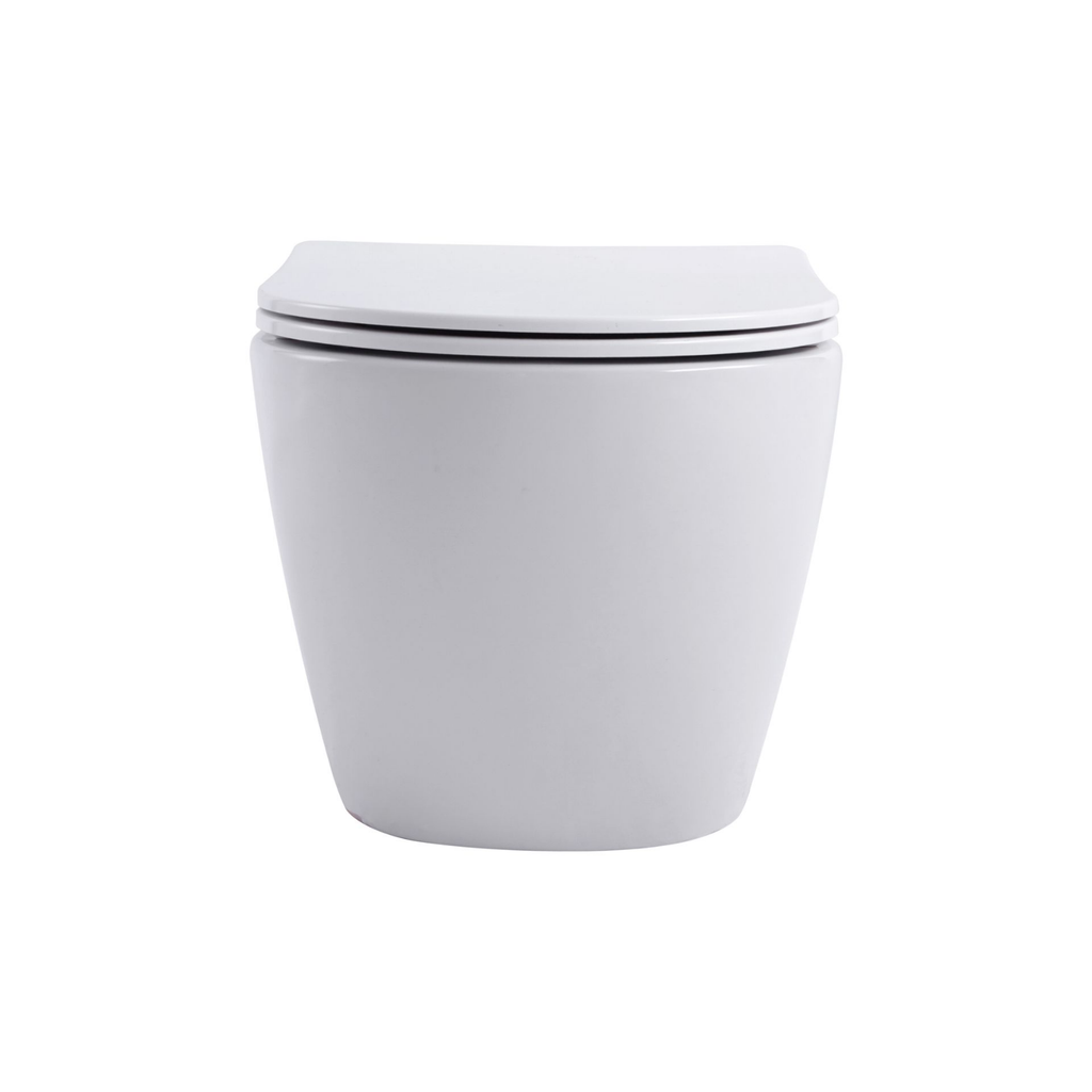Aloni Pro hangtoilet / ophang WC – tornado flush – randloos – met zitting – compact 49 cm