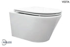 Vesta randloos hangtoilet Wiesbaden met diepe spoeling in wit (inclusief Flatline zitting)