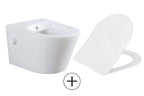 Vesta wandcloset rimless met bidetkraan koud water met Shade slim toiletzitting glans wit