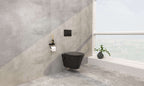Vesta wandcloset rimless met bidetkraan koud water met Shade slim toiletzitting mat zwart