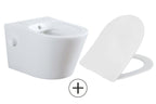 Vesta wandcloset rimless met bidetkraan koud water met Shade slim toiletzitting mat wit