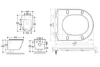 Vesta wandcloset rimless met bidetkraan koud water met Flatline toiletzitting mat zwart