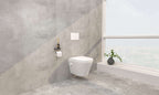 Vesta wandcloset rimless met bidetkraan warm koud water met Vesta toiletzitting glans wit
