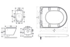 Vesta wandcloset rimless met bidetkraan warm koud water met Vesta toiletzitting mat zwart