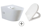 Vesta wandcloset rimless met bidetkraan warm koud water met Vesta toiletzitting mat wit