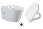 Vesta wandcloset rimless met bidetkraan warm koud water met Shade slim toiletzitting mat wit