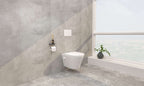 Vesta wandcloset rimless met bidetkraan warm koud water met Shade slim toiletzitting mat wit