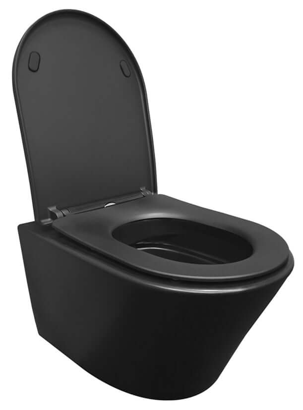 Vesta wandcloset rimless met Shade slim toiletzitting softclose en quick release mat zwart Secundaire afbeelding