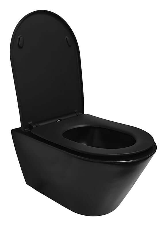 Stereo wandcloset rimless met Shade slim toiletzitting softclose en quick release mat zwart Secundaire afbeelding