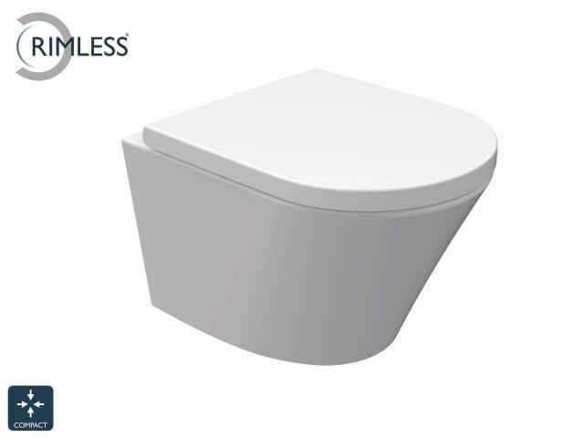 Vesta junior wandcloset rimless verkort met Vesta Junior toiletzitting softclose en quick release glans wit Hoofdafbeelding