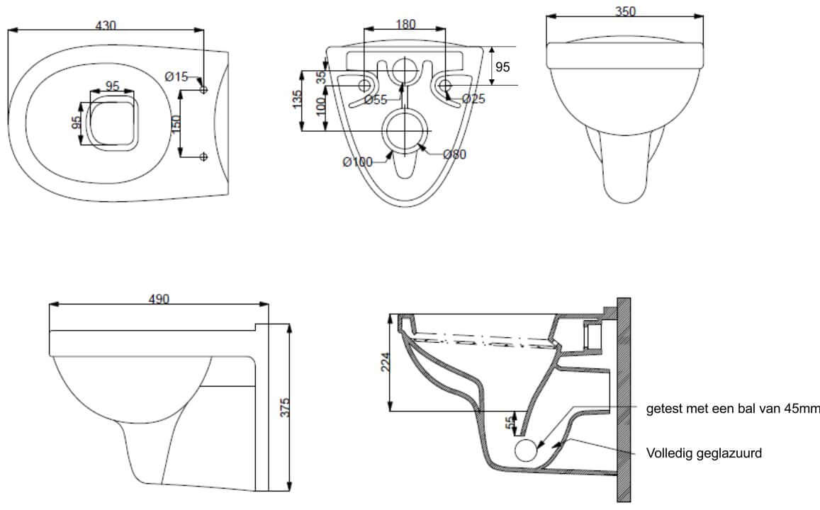 Trevi wandcloset verkort Kiwa glans wit Secundaire afbeelding