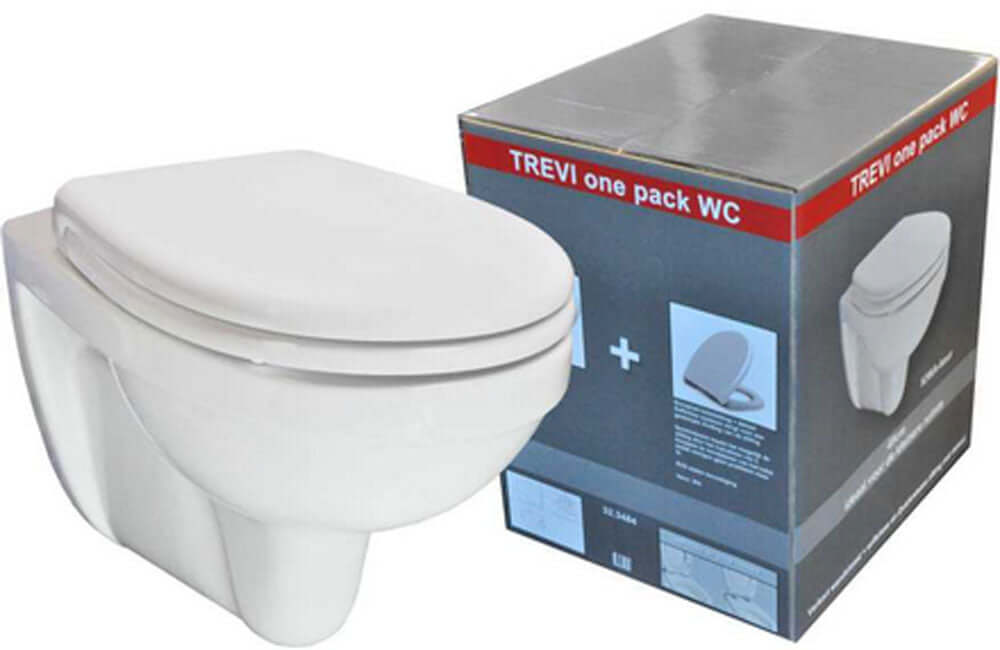 Trevi wandcloset verkort Kiwa met Menir toiletzitting softclose en quick release glans wit Secundaire afbeelding