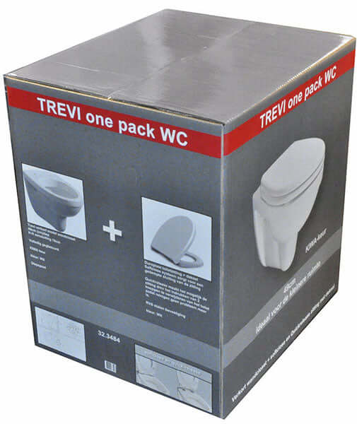 Trevi wandcloset verkort Kiwa met Menir toiletzitting softclose en quick release glans wit