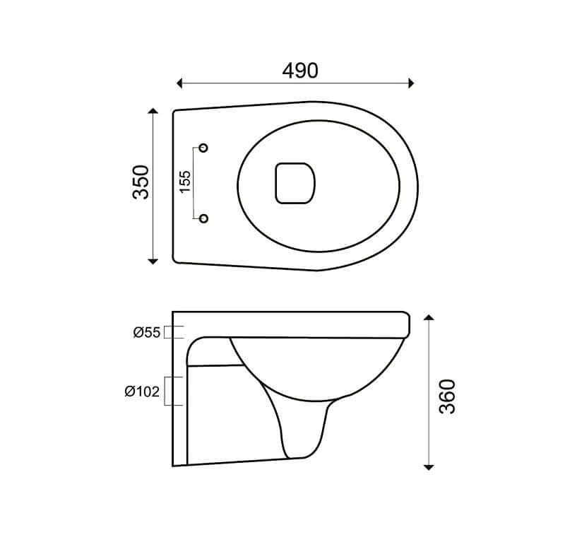Trevi wandcloset verkort Kiwa met Menir toiletzitting softclose en quick release glans wit