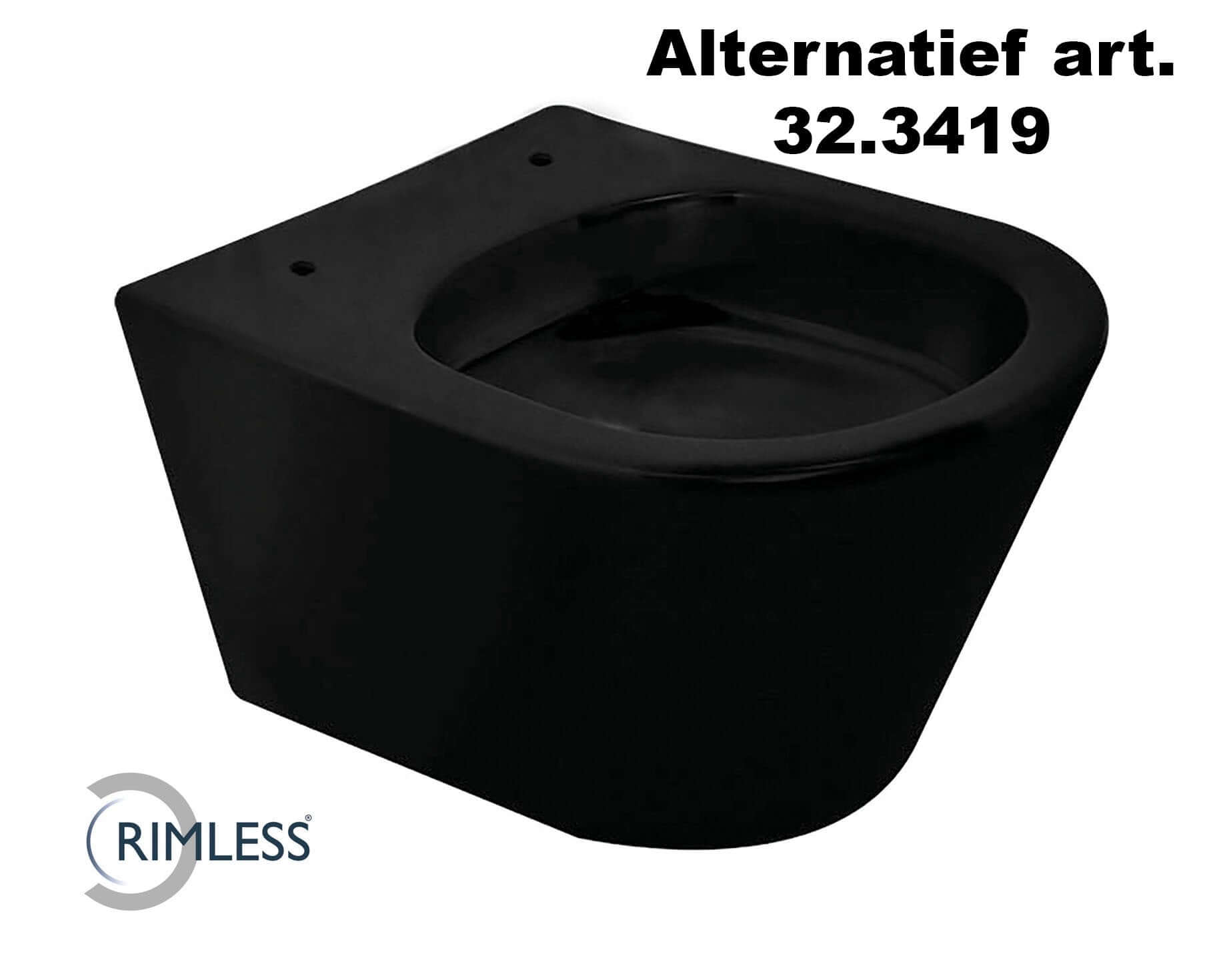 Vesta Junior wandcloset rimless verkort mat zwart Secundaire afbeelding