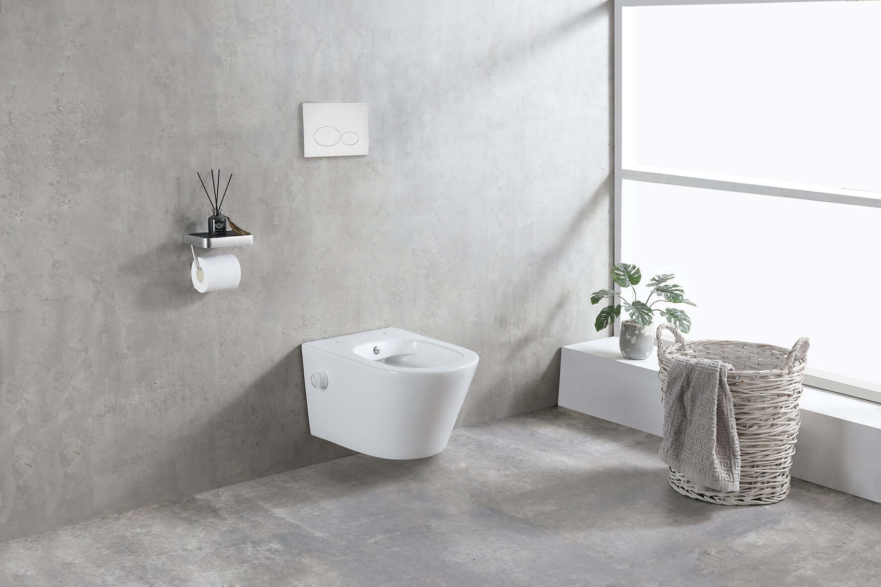 Vesta wandcloset rimless met bidetkraan warm en koud water glans wit Secundaire afbeelding