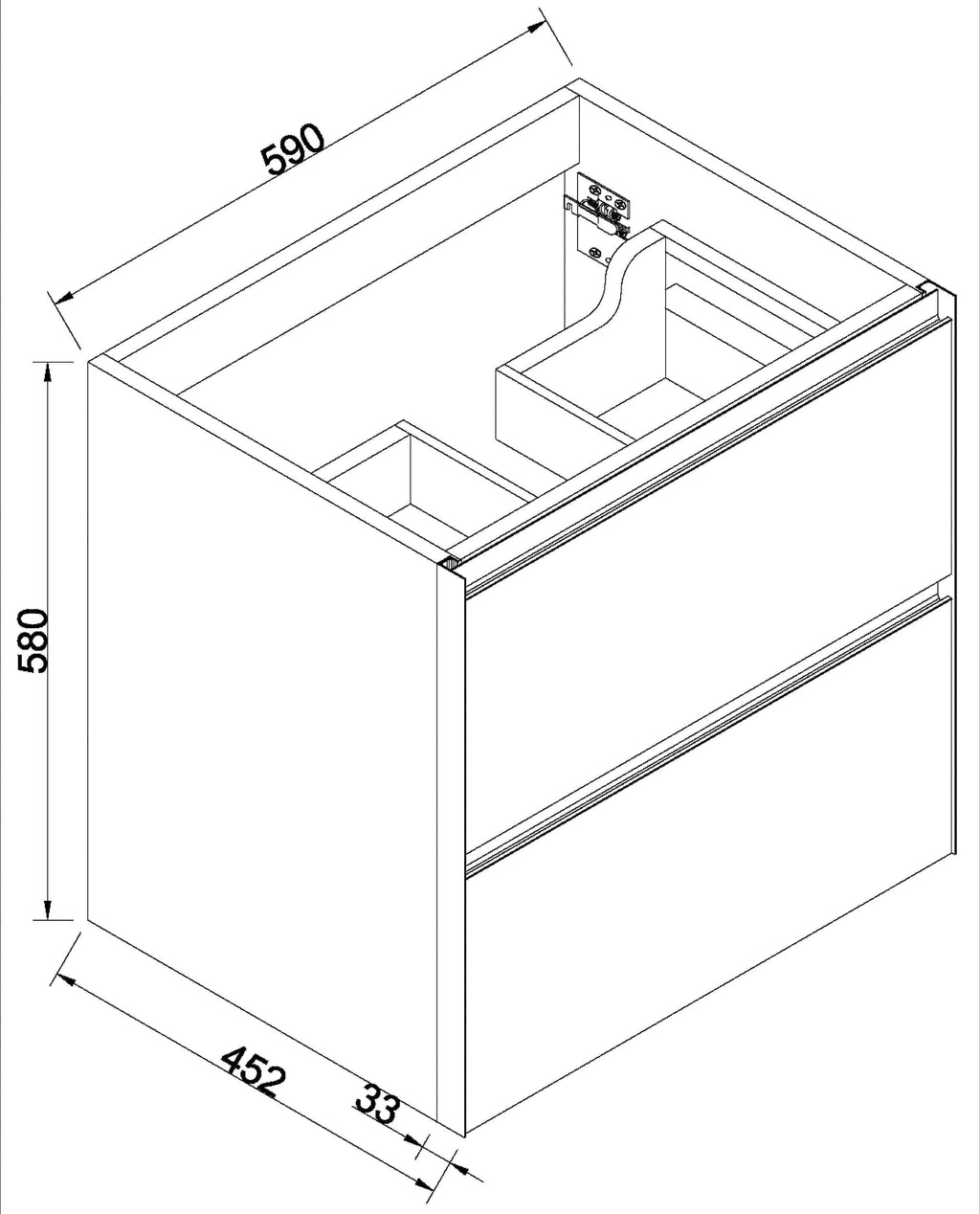 Lotus Onderkast Wiesbaden met 2 Laden 60x45,2 cm Naturel Eiken/Mat Zwart