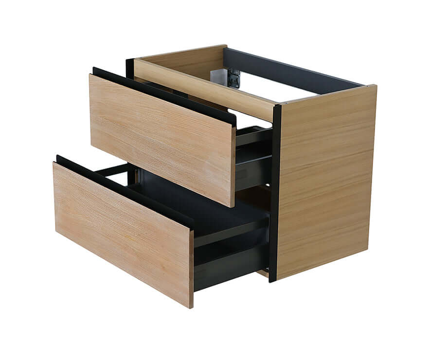 Lotus wastafelonderkast Wiesbaden met 2 lades, 80x45,2 cm in natuurlijk eiken en matzwart Secundaire afbeelding