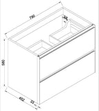 Lotus wastafelonderkast Wiesbaden met 2 lades, 80x45,2 cm in natuurlijk eiken en matzwart