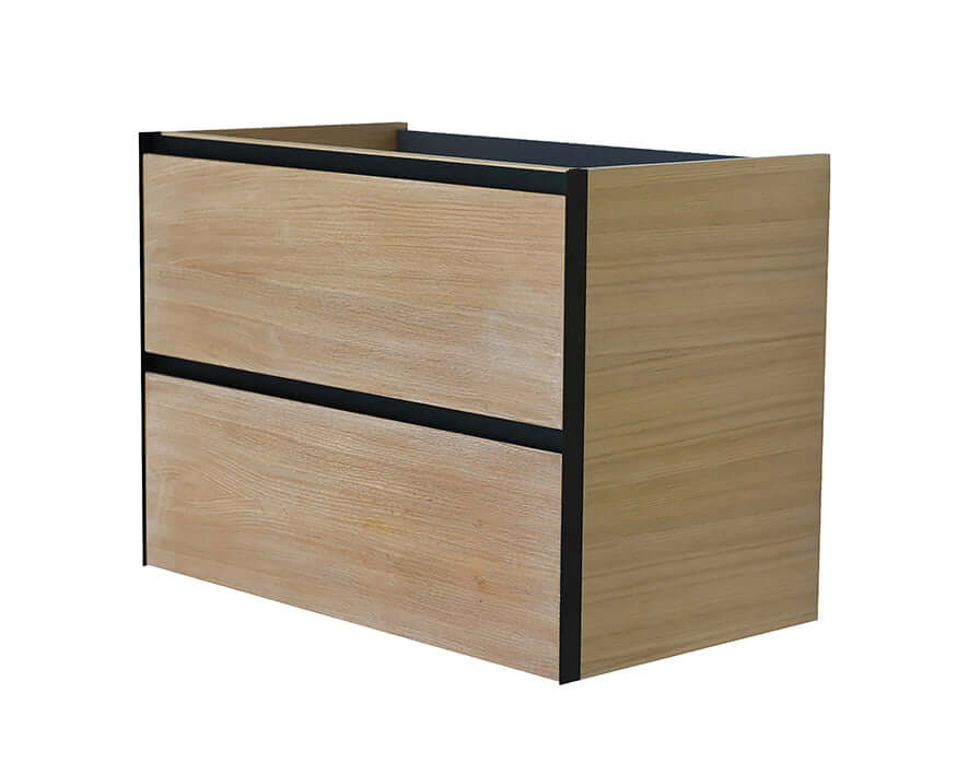 Lotus wastafelonderkast Wiesbaden met 2 lades, 80x45,2 cm in natuurlijk eiken en matzwart Hoofdafbeelding