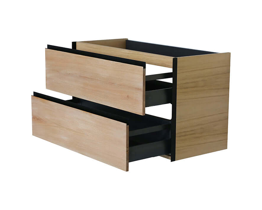 Lotus wastafelonderkast Wiesbaden met 2 lades, 100x45,2 cm in natuurlijk eiken en matzwart Secundaire afbeelding