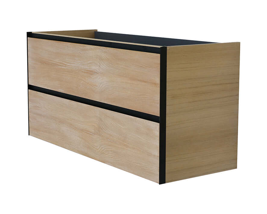Lotus wastafelonderkast Wiesbaden met 2 lades, 100x45,2 cm in natuurlijk eiken en matzwart Hoofdafbeelding