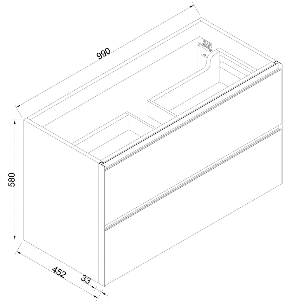 Lotus wastafelonderkast Wiesbaden met 2 lades, 100x45,2 cm in natuurlijk eiken en matzwart